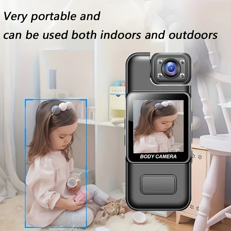 1080P HD Wearable Sports Camera, 1000mAh Rechargeable Battery, Night Vision, 180° Rotatable Lens,