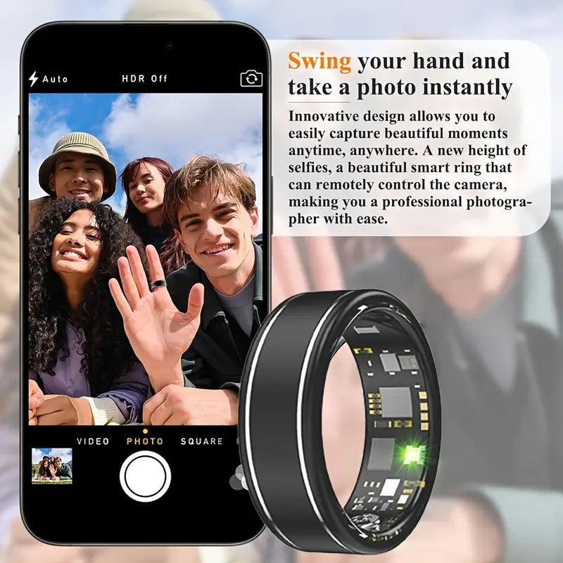 Smart ring, step and calorie counting, climbing, record exercise time, exercise distance, smart photo