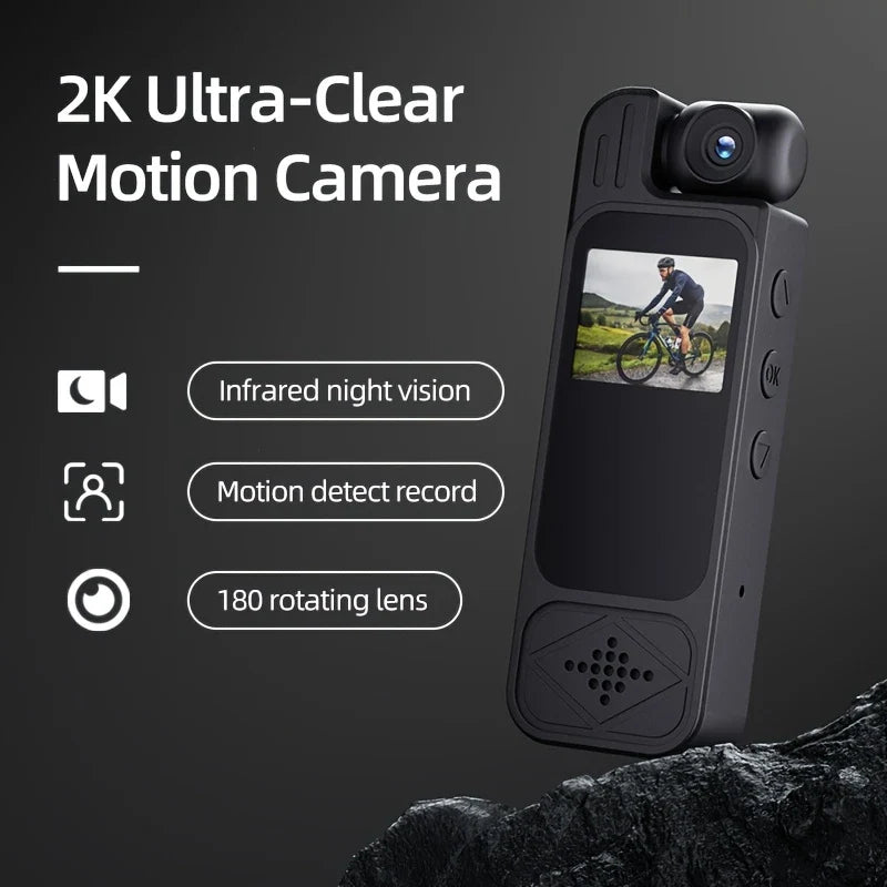 Wearable Portable Body Camera with Infrared Night Vision, Motion Detection, 180° Lens Adjustment,