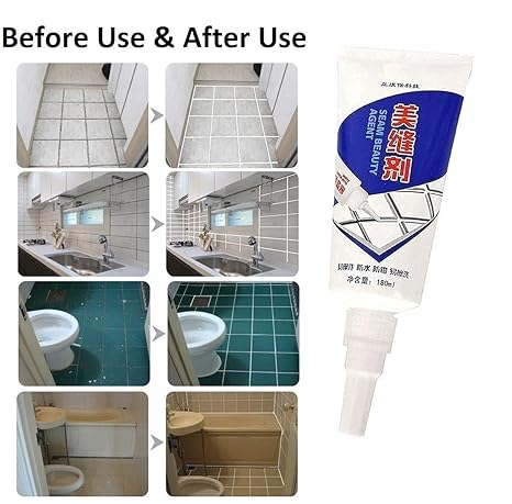 Tiles & Wall Gap Filler Waterproof Crack Grout Gap Filler Agent Water Resistant Silicone Sealant for DIY Home Sink Gaps/Grouts Repair Filler Tube Paste for Kitchen, Bathroom