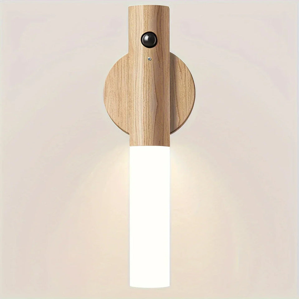 Motion Sensor Night Light, Magnetic Wall Lamp, USB Rechargeable LED Stick Light, Wireless Staircase Indoor Wooden Wall Closet Light for Hallway
