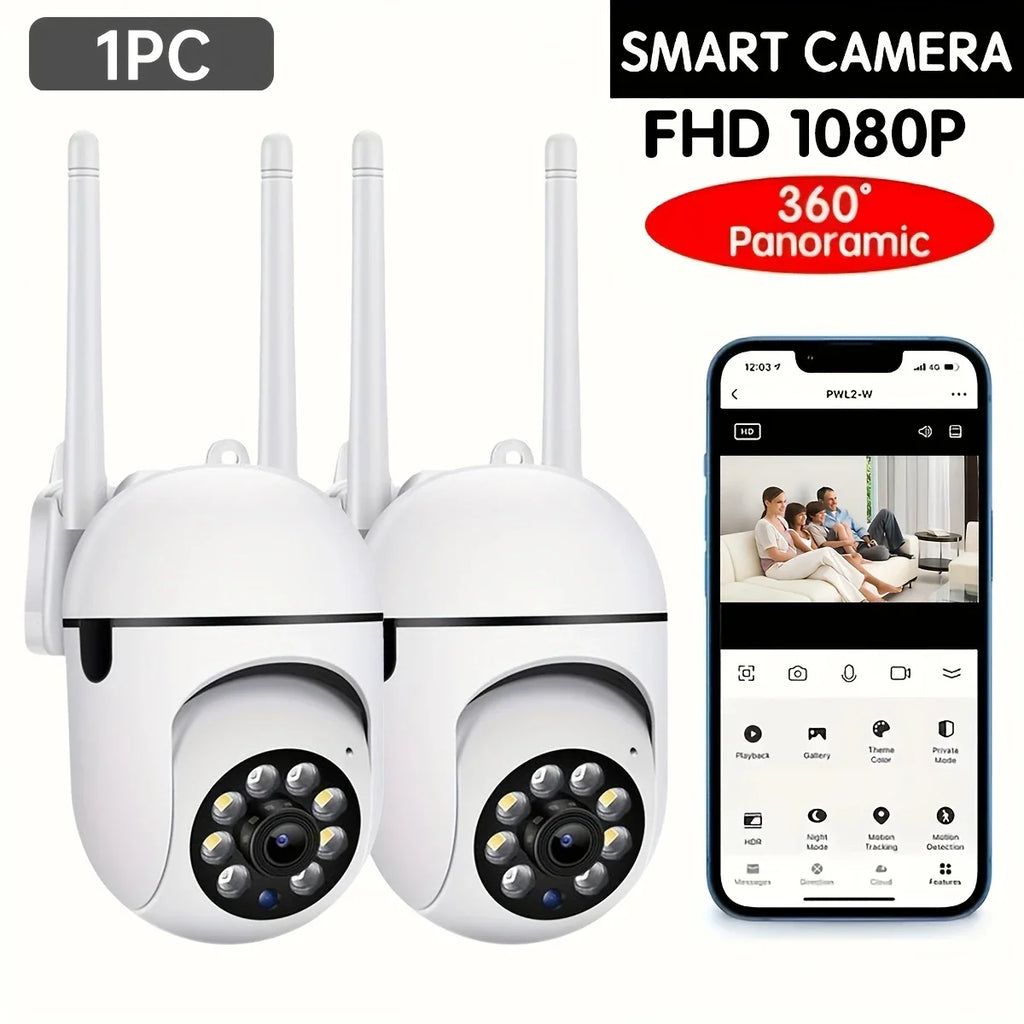 1080P HD WiFi Security Camera with 355° Viewing, Color Night Vision, AI Motion Detection, Two-Way Audio & Real-Time Recording - Indoor Wall Mount, USB Powered