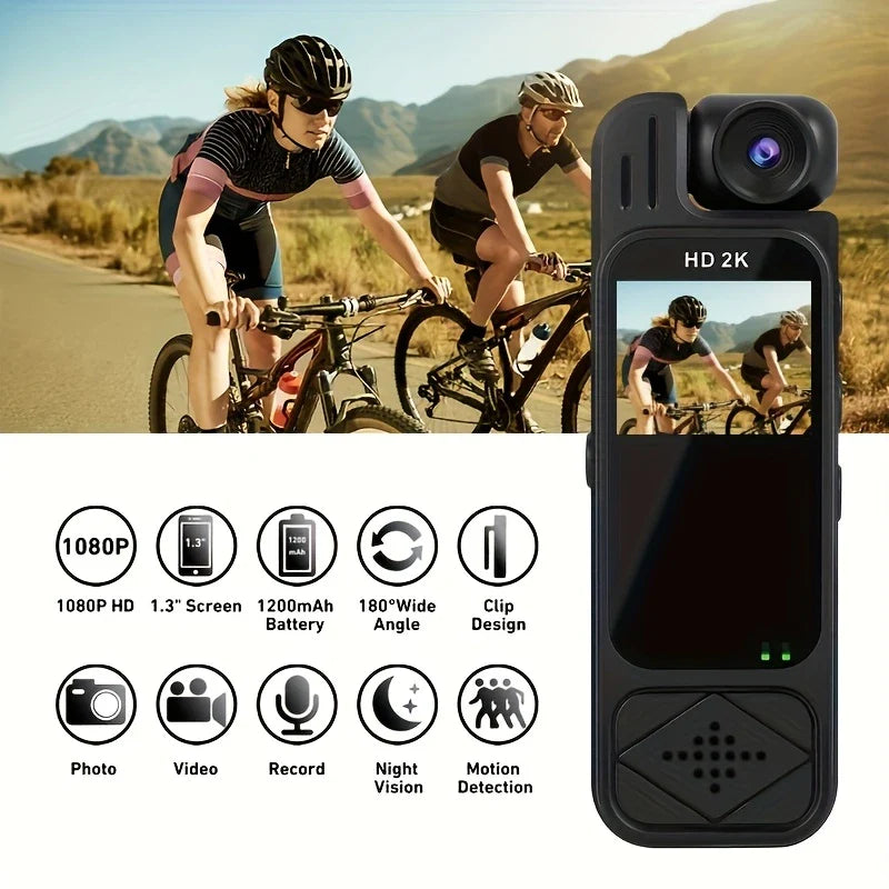 Wearable Portable Body Camera with Infrared Night Vision, Motion Detection, 180° Lens Adjustment,
